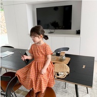 MAZAYA DRESS BAJU ANAK PEREMPUAN DRESS IMPORT KOREAN STYLE MOTIF KOTAK-KOTAK DREsS KEKINIAN USIA 2-7