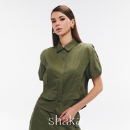 SS25 Shaka Layer Shirt Collar Blouse เสื้อแขนสั้น ปกเชิ้ต BL-8250205 (GREEN)