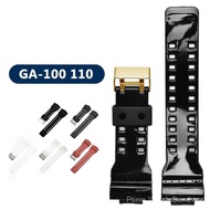 16mm Black Gold Buckle Silicone Replacement Band Strap for GA-100 GA-110 GA-140 GA-200 GA-400 GA-700