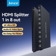 Jasoz HDMI 2.0 4K Splitter HDMI 2.0 4K Switcher 1 in 8 out อะแดปเตอร์แปลงสําหรับ 1x8 HDMI Splitter ป