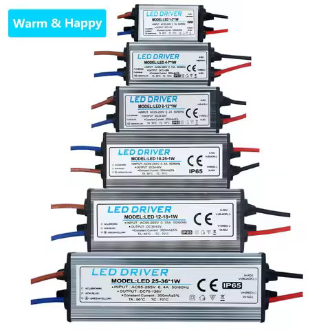 LED Driver 1-3W 4-7W 8-12W 12-18W 18-24W 25-36W AC95V-265V Power Supply 300mA Waterproof IP65 Lighti