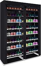Beeveer Shoe Rack Shelf 9 Tiers Tall Shoe Shelf Cabinet 54 Pairs Portable Shoe Stand with Nonwoven Fabric Cover Double Row Shoe Dresser Free Standing Shoes Storage Organizer for Closet Entryway, Black