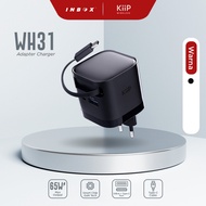 KiiP WH31 Adapter Charger 3in1 Fast Charging GaN 65W Retractable Cable