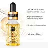 SENANA 24K PURE GOLD Real Gold Luxury Whitening Anti Aging Effect Hyaluronic Acid Essence Serum 15ml
