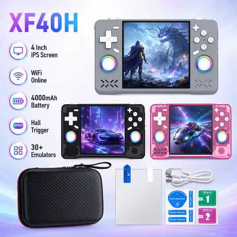 XF40H Pocket Retro Game Handheld Console 4 Inch HD IPS Display Hall Effect Trigger RGB Rocker Suppor