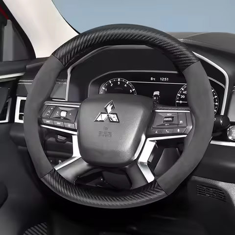 Suitable for Mitsubishi Suede Matte Carbon Fiber Texture Steering Wheel Cover Suitable for Outlander
