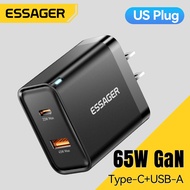ESSAGER GaN 65W Fast Charging Charger USB+Type-C port Fast Charging adapter