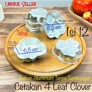 Contents: 12 Four Leaf Clover Pudding Sponge Cake Molds 4 Leaf Clover Flower Leaf Aluminum Press