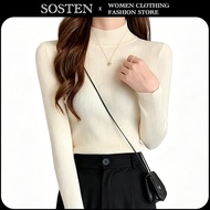 【NEW 2026】ST196 Women Knit Top Long Sleeve Casual Half Turtleneck Inner Wear Slim Fit Sweater 針織上衣 針