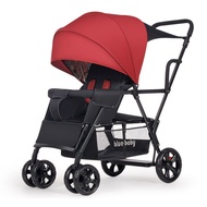 S/🌹Twin Baby Stroller Lightweight Foldable Sitting and Lying Double Baby Stroller Front and Rear Seat Two-Child Stroller