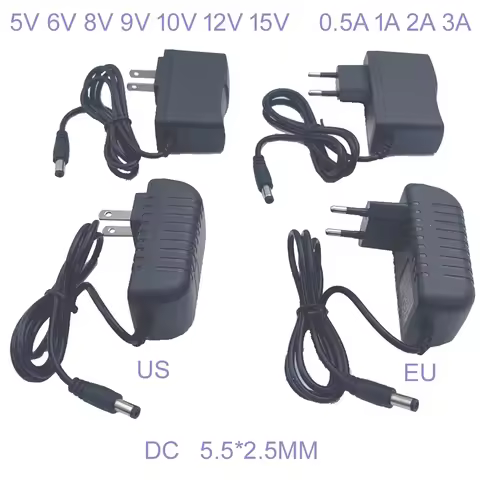 3V 5V 6V 7.5V 10V 9V 12V 0.5A 1A 2A 3A US EU AC to DC Power Adapter 5.5*2.5 Monitor Regulation Charg