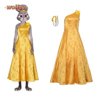 YOLANDA Judy Cosplay Dress, with Headwear Yellow Zootopia Costume, Girls Costume Floral Dress Judy H