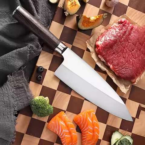 7 Inch Deba Knife Single-Edge Blade Chef Cleaver Sashimi Slicing Sushi BBQ Japanese Kitchen Knives 7