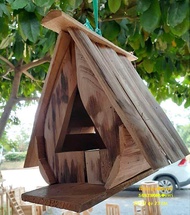 Sukthongเเพร่ บ้านไม้ บ้านนก ไม้สักเเท้ บ้านสัตว์เลี้ยง บ้านกระรอก บ้านไม้จิ๋วสำหรับนก กระรอก ชูการ์ รังนก ทำจากเปลือกไม้สักเเท้