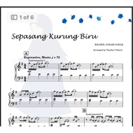 Sepasang Kurung Biru | Piano Score Sheet Music with ABC Raya Song Lagu Melayu BM for Piano