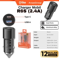 OLIKE Car Charger R6S R6C Set + Cable | Dual USB Fast Charging 2.4A Car Charger Free C or Micro Cabl