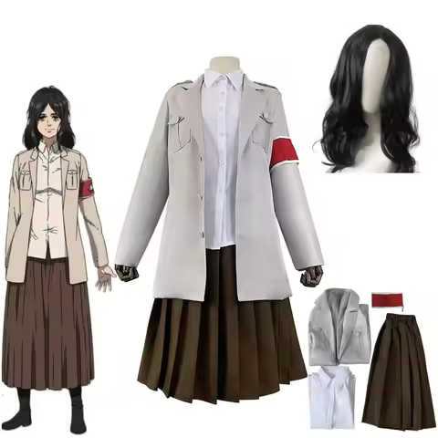 Pieck Finger Cosplay Costume Anime Titan Costume Wig Cosplay Pieck Trench T-shirt Skirt Halloween Cl