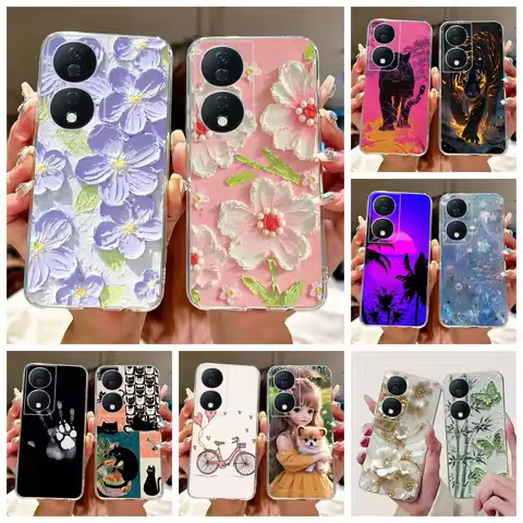 For Honor X7b Case CLK-LX1 CLK-LX2 CLK-LX3 Cover For Honor 90 Smart Play 8T Colorful Flower Soft Cle