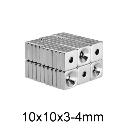 10x10x3-4 Square Magnets 10x10x4mm Hole 4mm For Home Refrigerators, Offices DIY 15x15x5-5 mm Powerfu