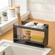 Kitchen Storage Rack Sink Dish-Washing Sponge Draining Rack Multi-Functional Countertop Faucet Rag Detergent Storage Rac