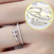 Yutz 925 Silver H Letter Fine Jewelry Double Cross Cubic Zircon Ring Jewelry with Box