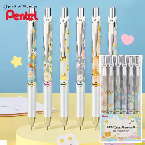 6pcs/set Japan Pentel Gel Pens Kawaii Limited BLN75 Black Pen ENERGEL Quick Drying Large Capacity 0.