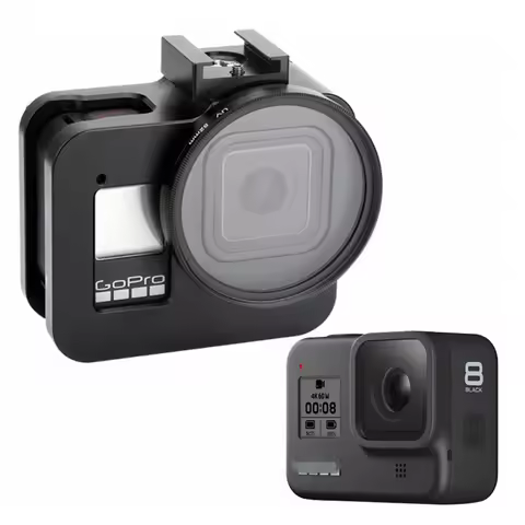 New Aluminum Alloy Frame Metal Protective Cooling Case For GoPro Hero 8 Black Skeleton Rugged Cage U