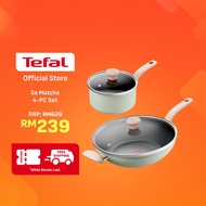 Tefal So Matcha 4pcs Set (Saucepan with lid 18cm + Wokpan 30cm) Non-stick Cookware