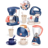 Mini Household Pretend Play Kitchen Appliances Toy Set with Coffee Maker Machine Blender Mixer and T
