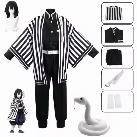 Anime Iguro Obanai Kimono Uniform Anime Pruik Cosplay Kostuum Halloween Feest