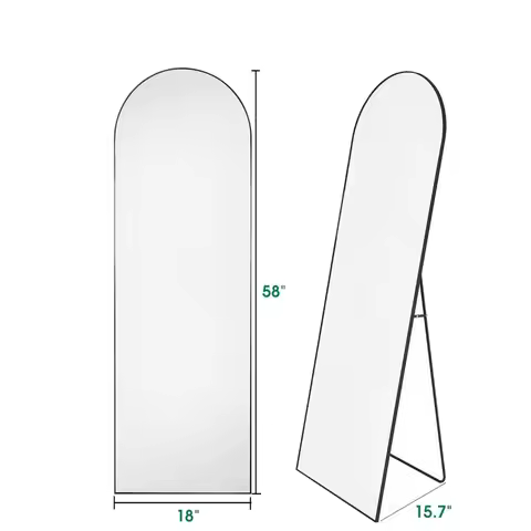 Wall Mounted Standing Arched Full Length Mirror 58x18 Black Full Body Mirror Bedroom Living Room