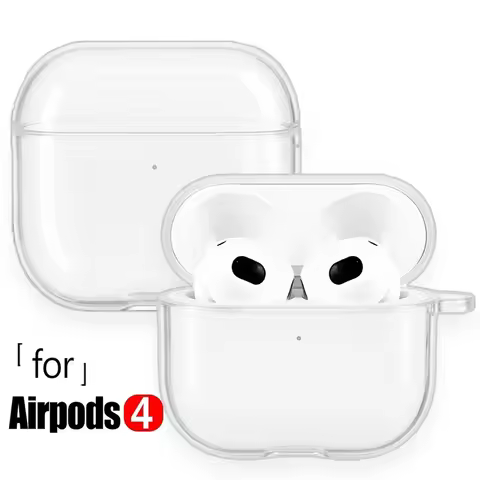 Transparent Earphone Case For Apple Air Pods 4 Clear Soft Silicone Protective Cover With Keychain He