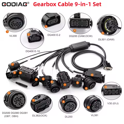 GODIAG For VAG Gearbox Cable 9 in 1 Set for DQ200/DL501/VL300/VL381/DQ500/ DQ250/ DQ380 Used with AU