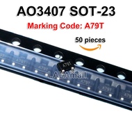 50pcs AO3407 3407 SOT-23 A79T SOT23-3 P-channel -30V/-4.3A MOSFET new original
