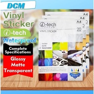 Vinyl Sticker Waterproof A4 Matte | Glossy | Transparent 20Sheets High Quality ITech Brand