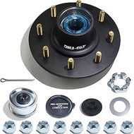 1 Set 8 on 6.5'' Trailer Hub Kit for 7000 lbs 1.25'' to 1.75'' #D42 Tapered Spindle Axle, Prelubrica