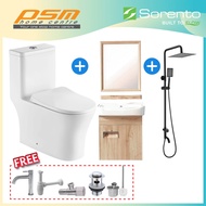 SORENTO Bathroom One Piece Design Toilet Bowl WC Bathroom Aluminium Basin Cabinet Package Shower Set