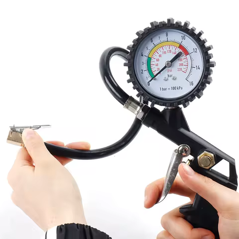 Car Tire Pressure Gauge, 0-16Bar/0-220Psi Pressure Gun,Can Be Used To Inflate/Deflate/Measure Air Pr