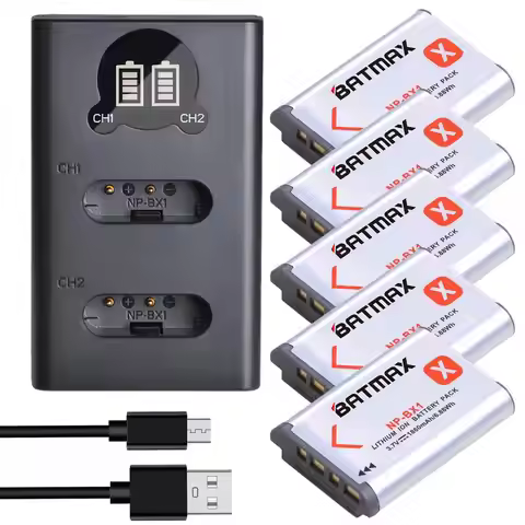 Batmax NP-BX1 1860mAh Battery+LED Dual Charger for Sony ZV-1 DSC-RX100 M7 DSC-WX500 HX300 WX300 HDR 