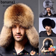 BANA Men's Russian Hat  Faux Fur Lamb Leather Bomber Hat