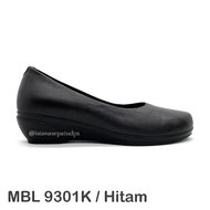 Leather Wedges Shoes Belief MBL 9301KWanita, Black, 4cm high
