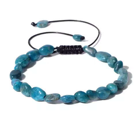 Irregular Apatite Stone Bead Bracelet Natural Aquamarines Agates Crystal Bracelet Adjustable Woven R