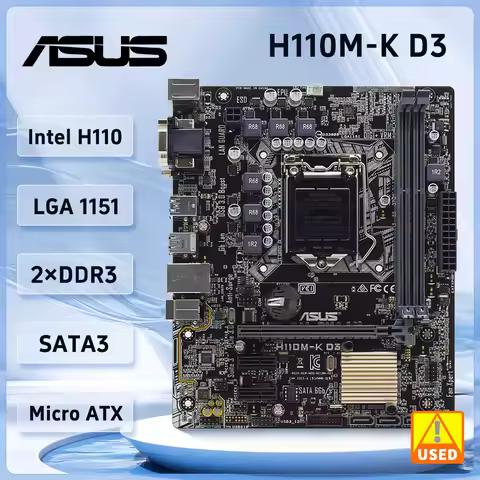 ASUS H110M-K D3 Motherboard LGA 1151 Intel H110 DDR3 32GB support Core i3-7100 6400 6500 7600 7700 6