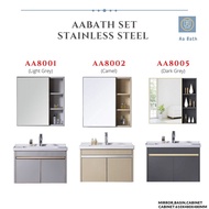 [SG Seller] 60cm AABATH Stainless Steel Basin Cabinet Mirror Set Bathroom Vanity Set Model AA8001/AA8002/AA8005