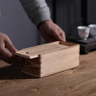 Pine Storage Box Pull-out Desktop Storage Box Rectangular Log Box Sliding Wooden Box