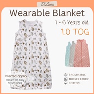 D'LARA 1.0TOG Cotton Wearable Blanket Sleep Sack for Baby Toddler Kids Cotton Sleeveless Zip Selimut