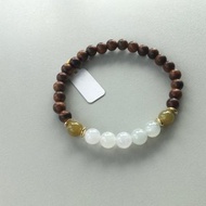 Angel's tears翠色-天然緬甸玉 白翡翠珠設計花梨木手串手鍊