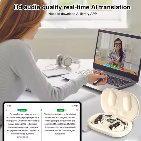 144 Languages AI Wireless Bluetooth Translation Headphones Instant Translator Earbuds Headphone Smar