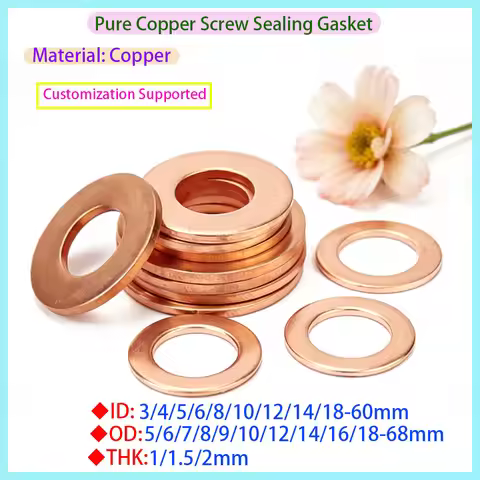 Solid Pure Copper Oil Plug Gasket O-ring Sealing Gasket Copper Oil Plug Gasket M5 M6 M8 M10 M12 M14 