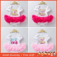 Infant Clothes for Baby Girl Birthday Dress Set Outfit Suit Dress+Headwear Baby Half-year-old 1-2 Years Old Short-sleeved Mesh Children's Tutu Skirt Casual Clothing Party Dress